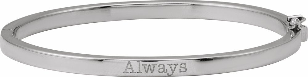 Sterling Silver Engravable 4 mm Tube Hinged Bangle 7" Bracelet