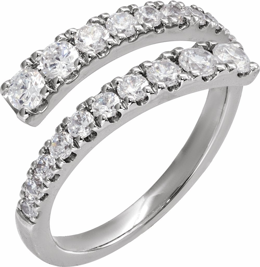 14K White Gold 9/10 CTW Lab-Grown Diamond Bypass Ring