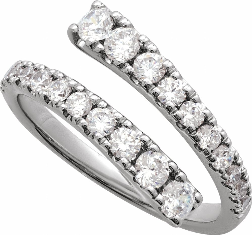 14K White Gold 9/10 CTW Lab-Grown Diamond Bypass Ring