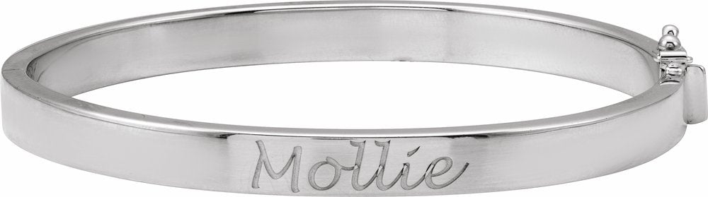 Sterling Silver Engravable 6 mm Tube Hinged Bangle 7" Bracelet