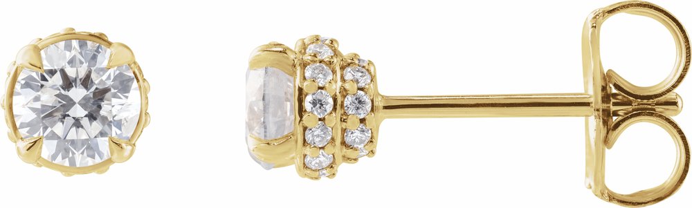 14K Yellow Gold 1/2 CTW Natural Diamond Hidden Halo-Style Stud Earrings