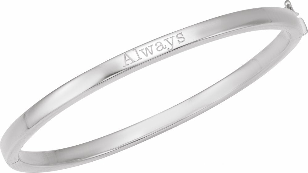 Sterling Silver Engravable 6 mm Tube Hinged Bangle 7" Bracelet
