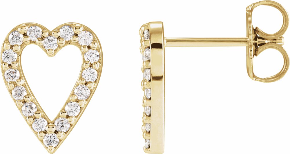 14K Yellow Gold 1/4 CTW Natural Diamond Heart Earrings