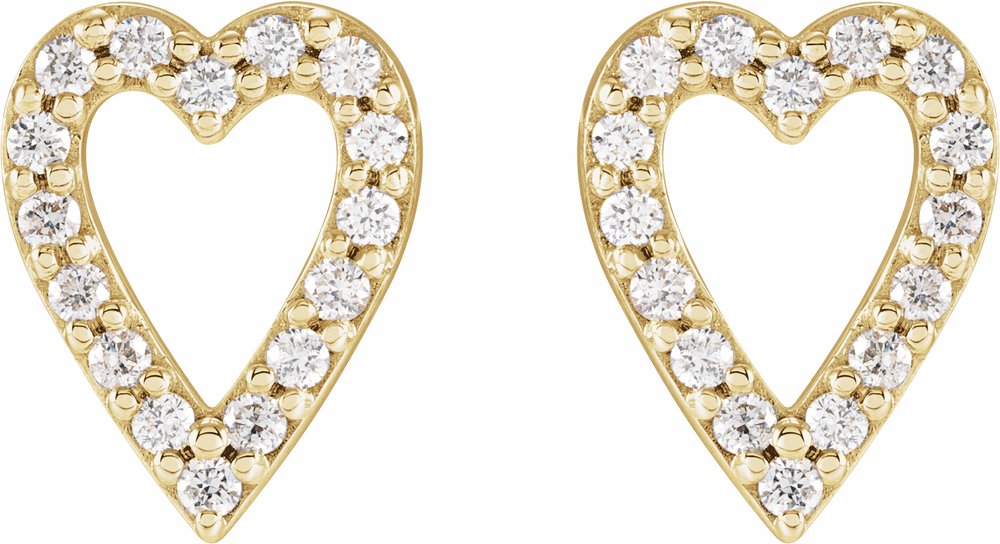 14K Yellow Gold 1/4 CTW Natural Diamond Heart Earrings