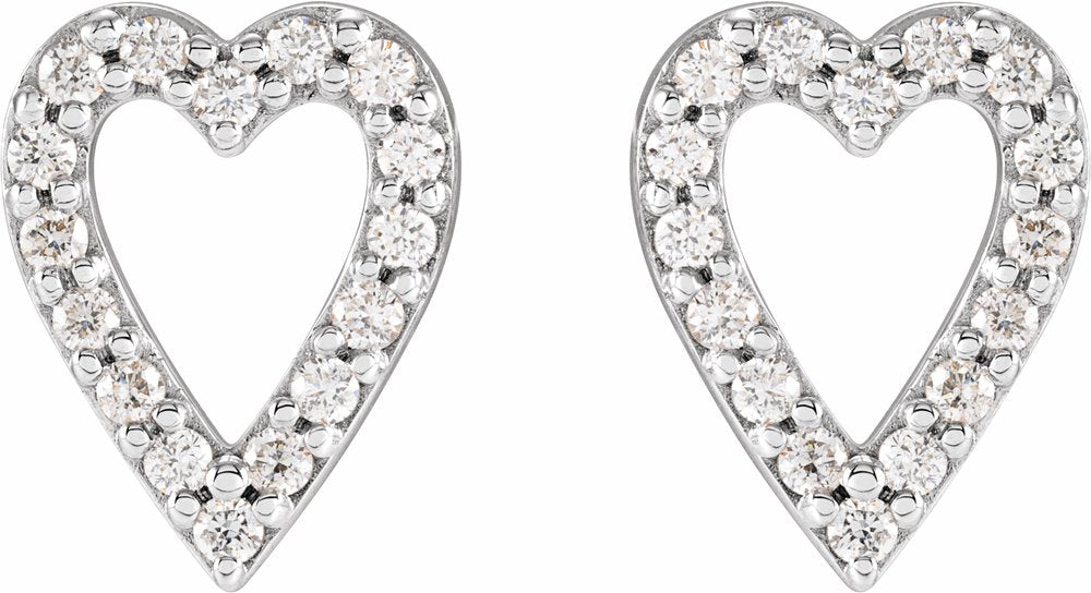 Sterling Silver 1/4 CTW Natural Diamond Heart Earrings
