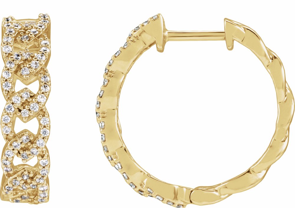 14K Yellow Gold 1/2 CTW Lab-Grown Diamond 19.2 mm Hoop Earrings