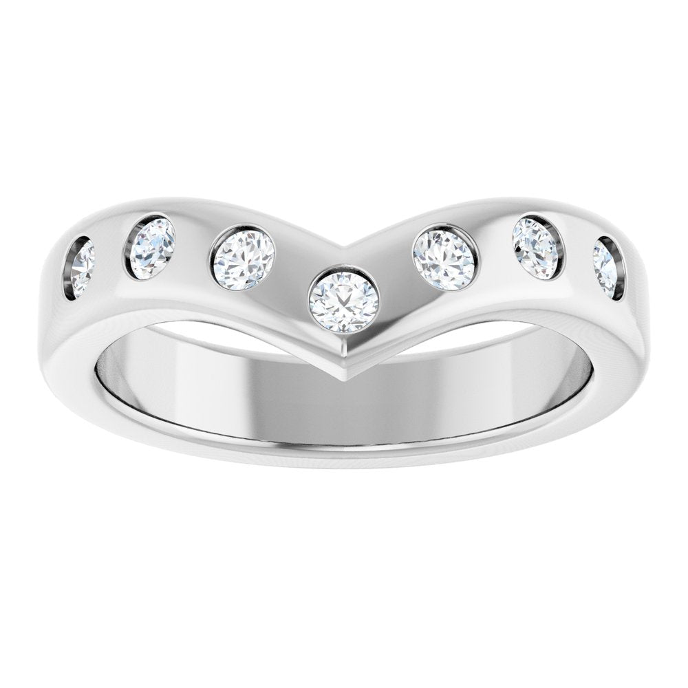 14K White 3/8 CTW Lab-Grown Diamond Contour Band