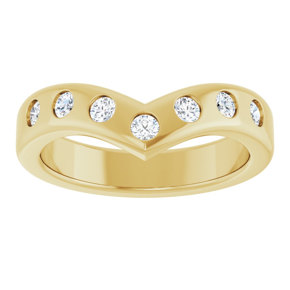14K Yellow 3/8 CTW Natural Diamond Contour Band