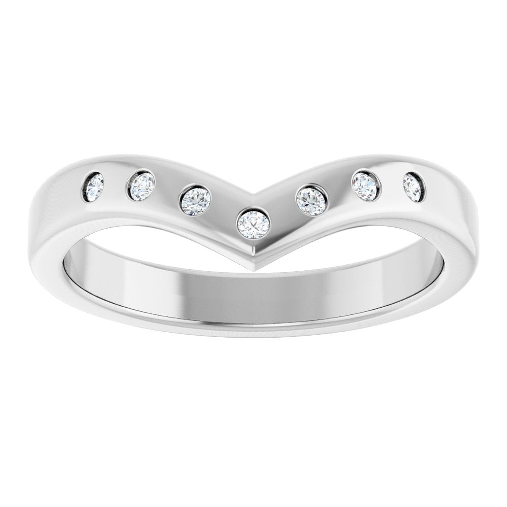 14K White 1/10 CTW Lab-Grown Diamond Contour Band