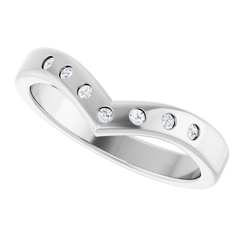 14K White 1/10 CTW Lab-Grown Diamond Contour Band
