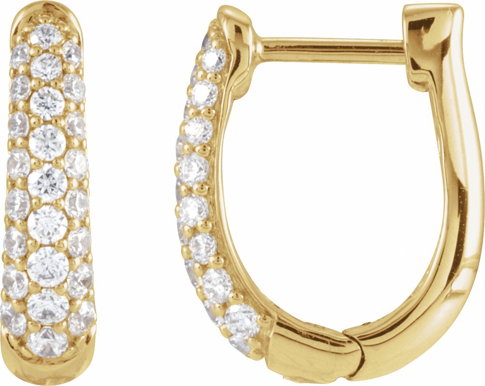 14K Yellow Gold 1/5 CTW Natural Diamond 10.1 mm Hoop Earrings