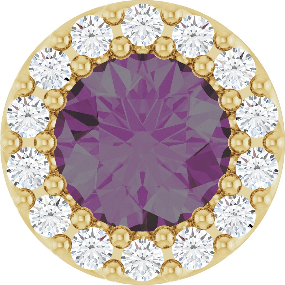 14K Yellow Gold Lab-Grown Alexandrite & 1/10 CTW Natural Diamond Halo-Style Pendant