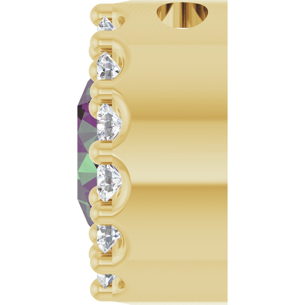 14K Yellow Gold Lab-Grown Alexandrite & 1/10 CTW Natural Diamond Halo-Style Pendant