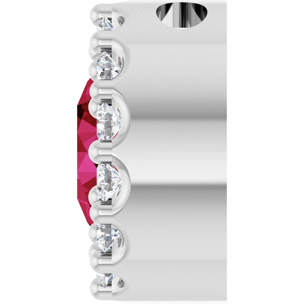 14K White Lab-Grown Ruby & 1/10 CT Natural Diamond Halo-Style Pendant