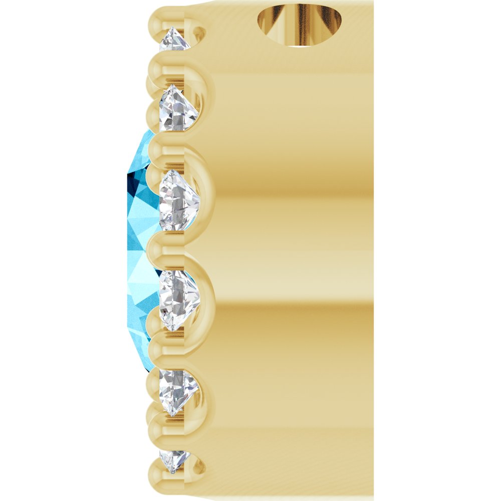 14K Yellow Gold Natural Aquamarine & 1/10 CTW Natural Diamond Halo-Style Pendant