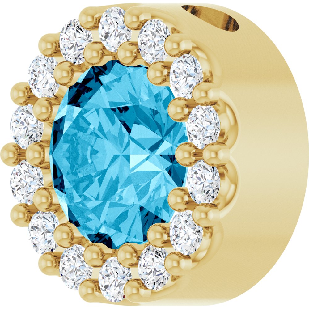 14K Yellow Gold Natural Aquamarine & 1/10 CTW Natural Diamond Halo-Style Pendant