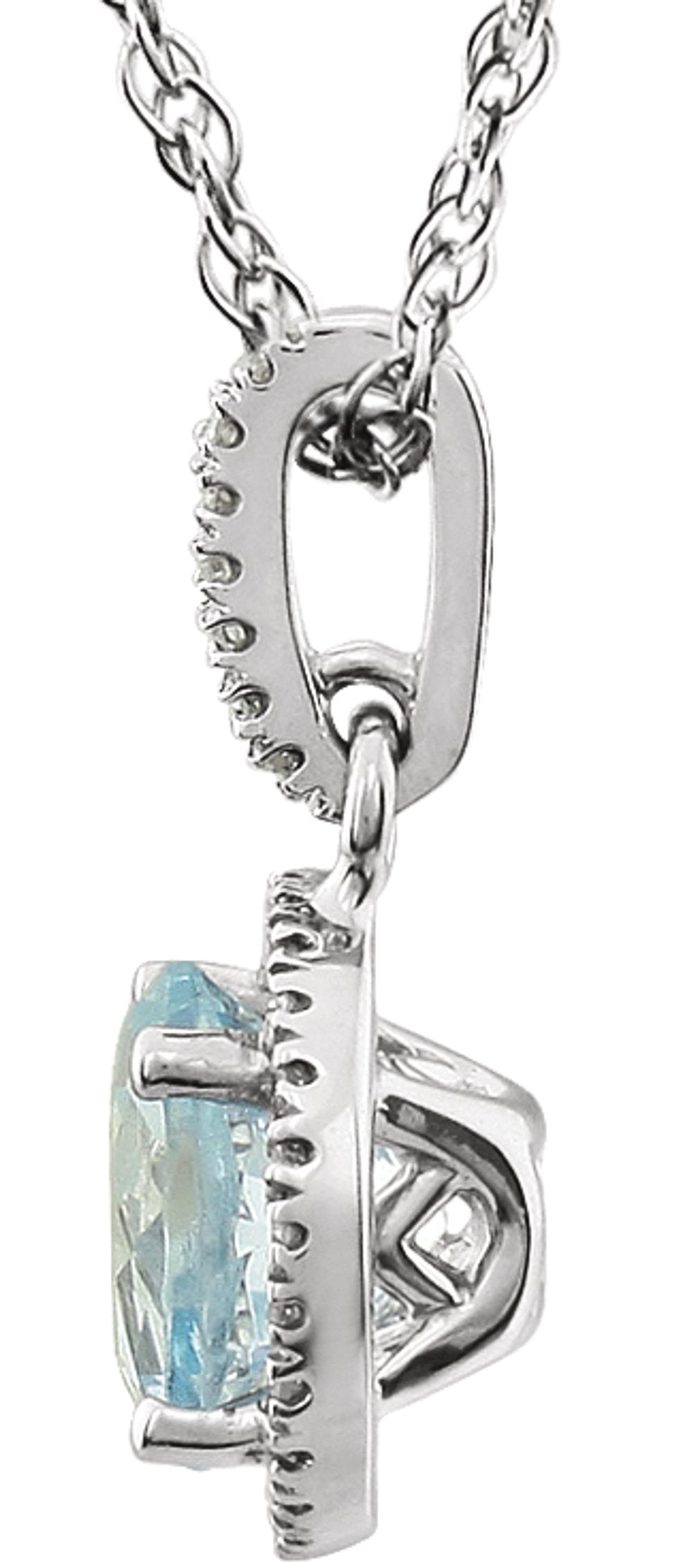Sterling Silver 1/10 CTW Natural Sky Blue Topaz & Lab-Grown Diamond Halo-Style Necklace