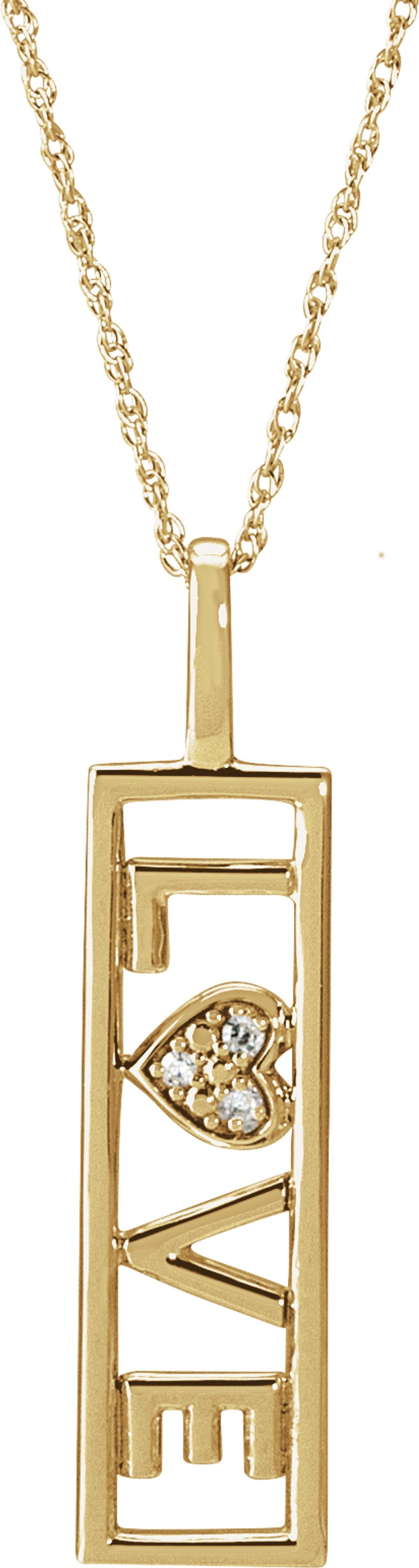 14K Yellow Gold .02 CTW Natural Diamond Love 18" Necklace