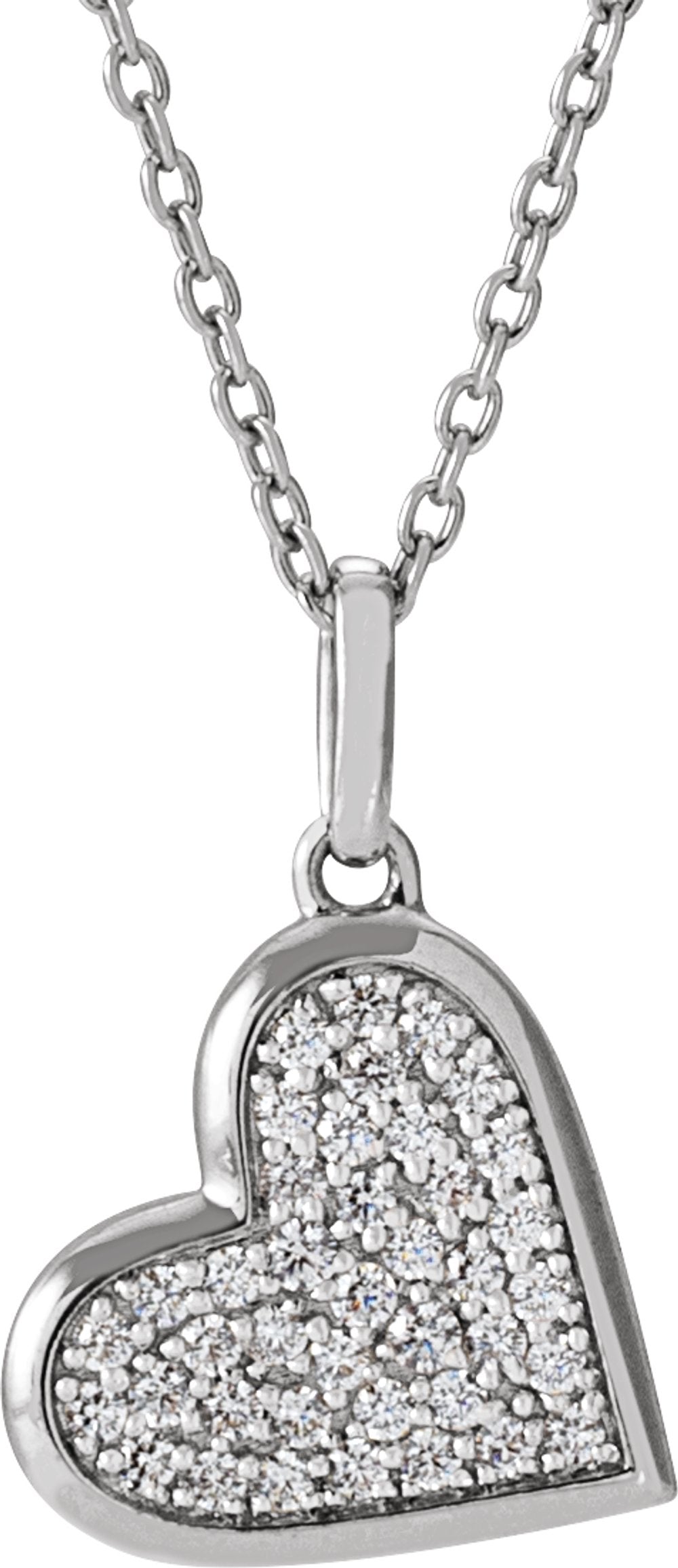14K White Gold 1/4 CTW Natural Diamond Heart 18" Necklace