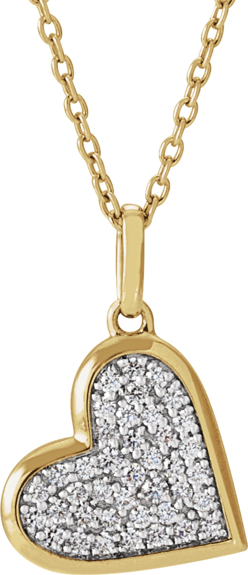 14K Yellow Gold 1/4 CTW Natural Diamond Heart 18" Necklace