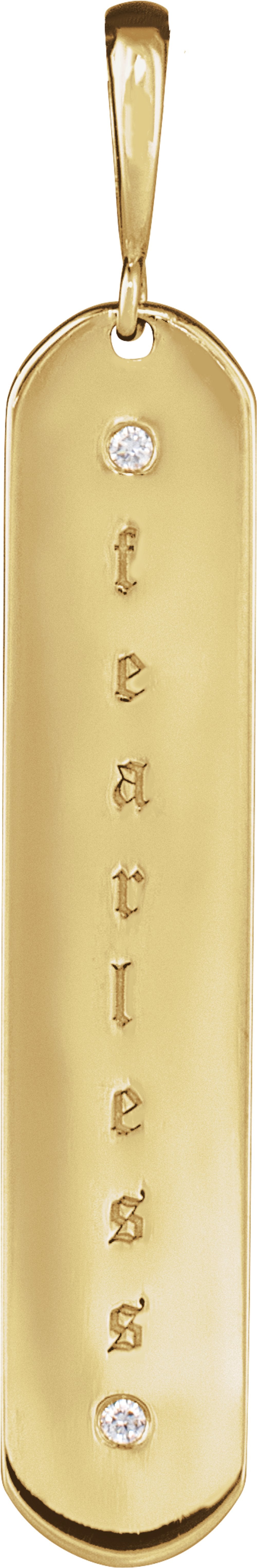 14K Yellow Gold .0075 CTW Natural Diamond Engravable Bar Charm/Pendant
