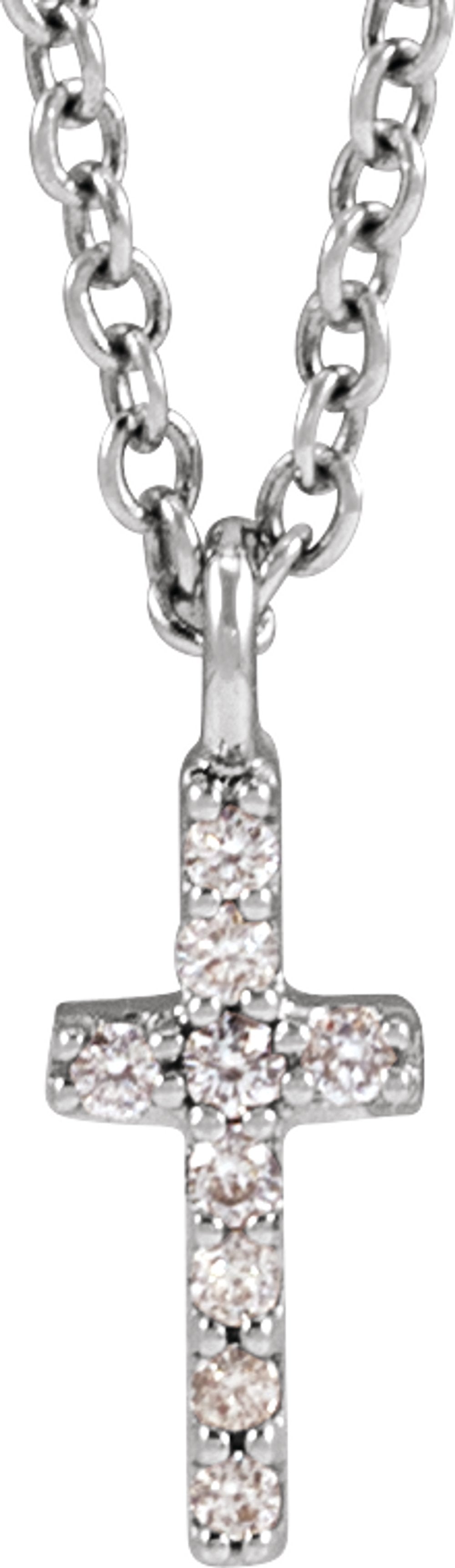 14K White Gold .03 CTW Natural Diamond Cross 18" Necklace