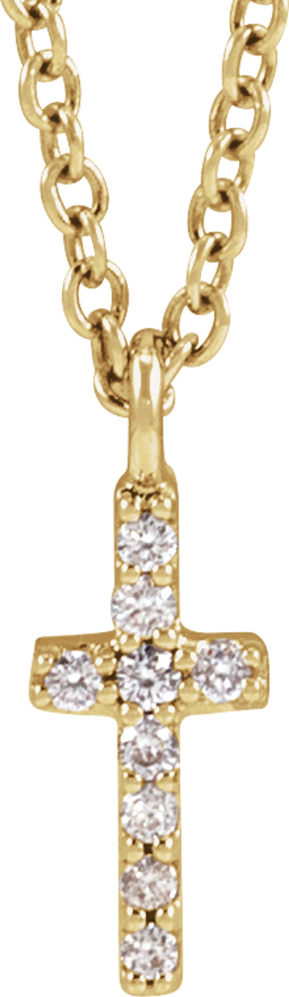 14K Yellow Gold .03 CTW Natural Diamond Cross 18" Necklace