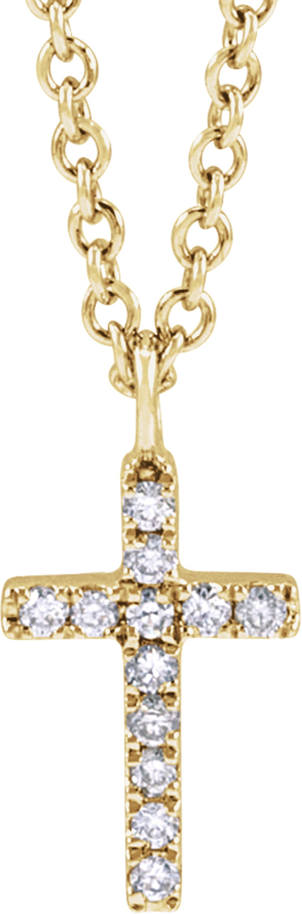 14K Yellow Gold .04 CTW Natural Diamond Cross 18" Necklace