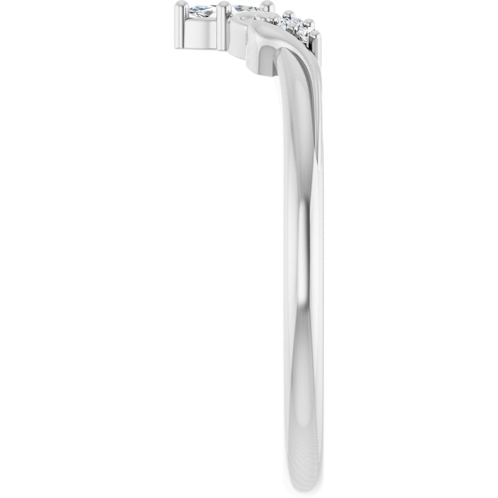 Platinum .08 CTW Natural Diamond Contour Band