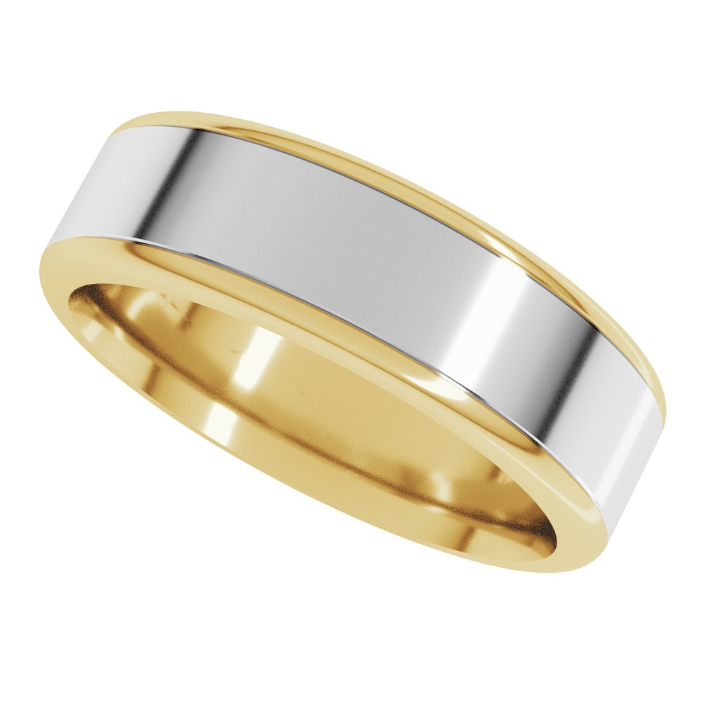 14K Yellow/White 6 mm Flat Band with Round Edge