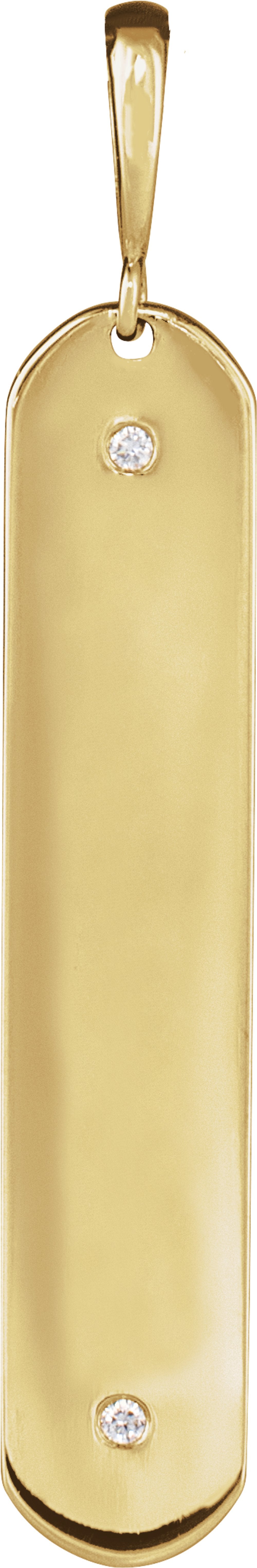 14K Yellow .0075 CTW Natural Diamond Engravable Bar Charm/Pendant