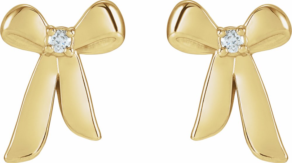 14K Yellow Gold .03 CTW Natural Diamond Bow Earrings
