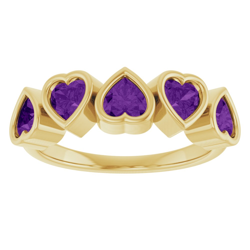 14K Yellow Gold Natural Amethyst Ring