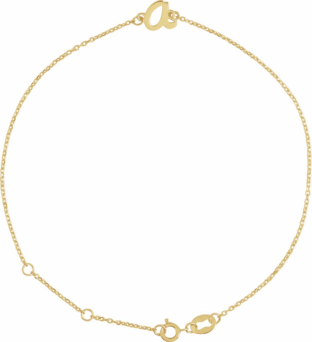 14K Yellow Gold Initial A 6 1/2-7 1/2" Bracelet