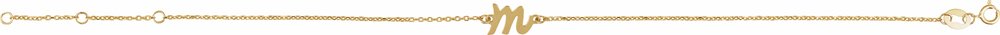 14K Yellow Gold Initial M 6 1/2-7 1/2" Bracelet