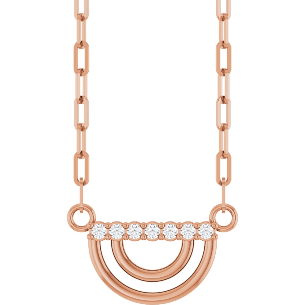 14K Rose .05 CTW Natural Diamond Arch 18" Necklace