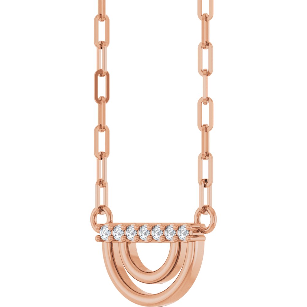 14K Rose .05 CTW Natural Diamond Arch 18" Necklace