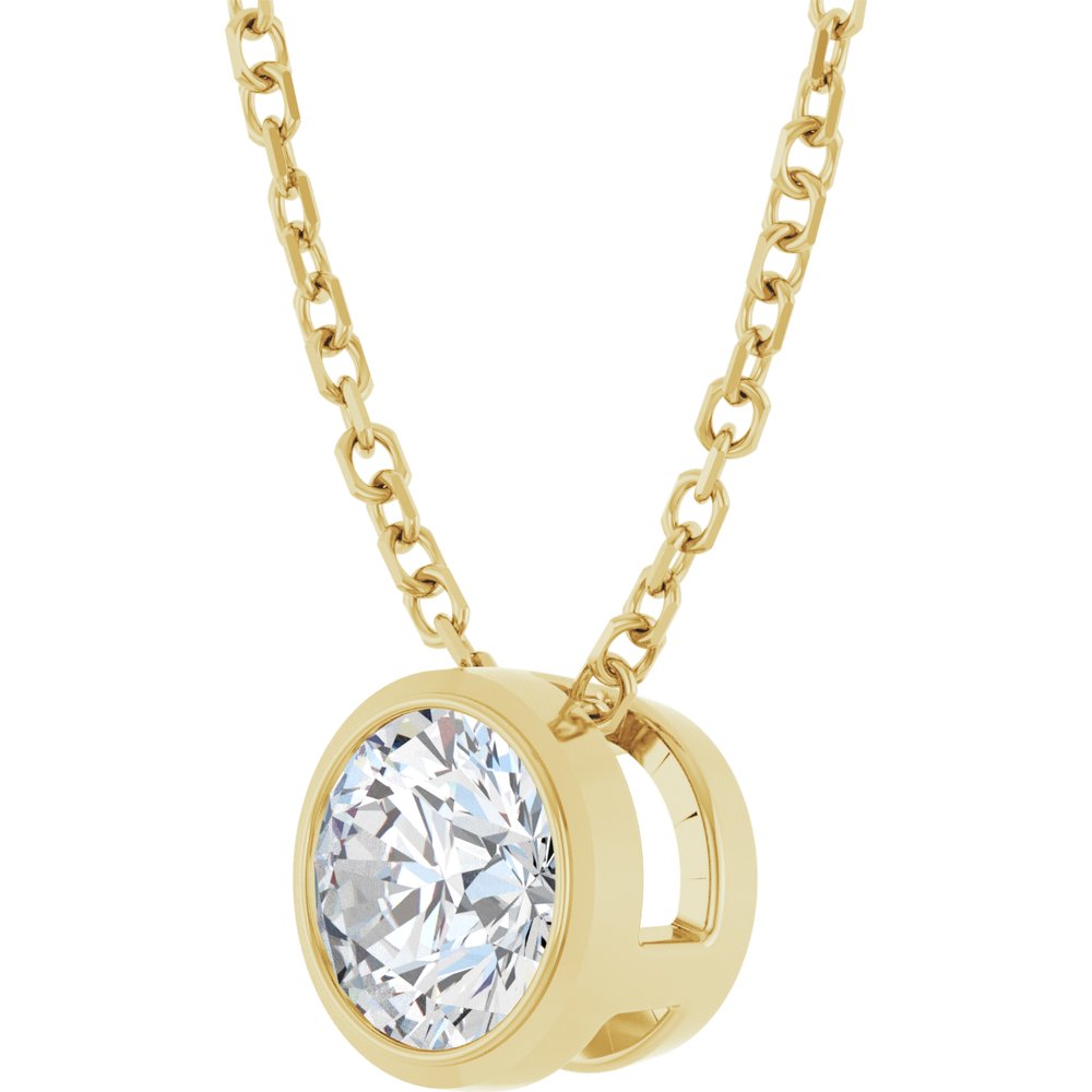 14K Yellow Gold 1/2 CT Lab-Grown Diamond Bezel-Set 16-18" Necklace