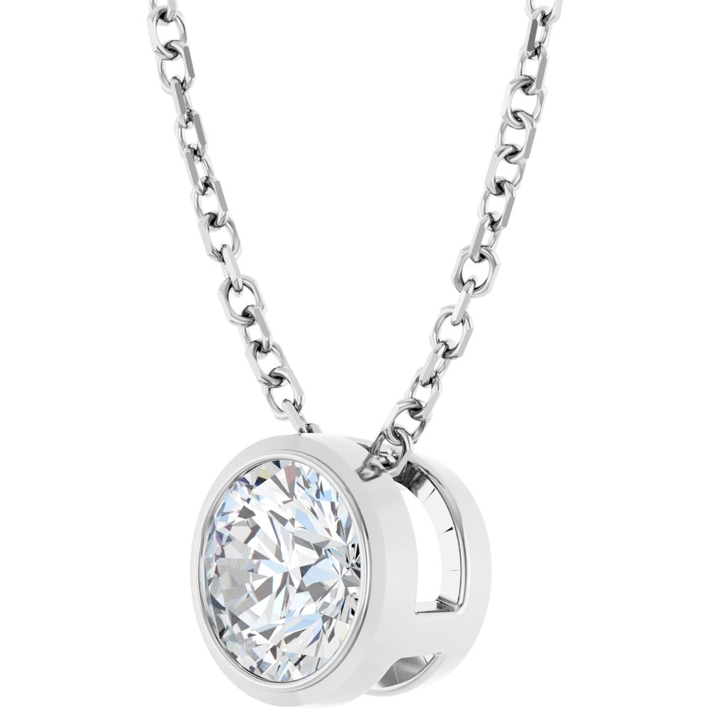 Sterling Silver 1/2 CT Lab-Grown Diamond Bezel-Set 16-18" Necklace