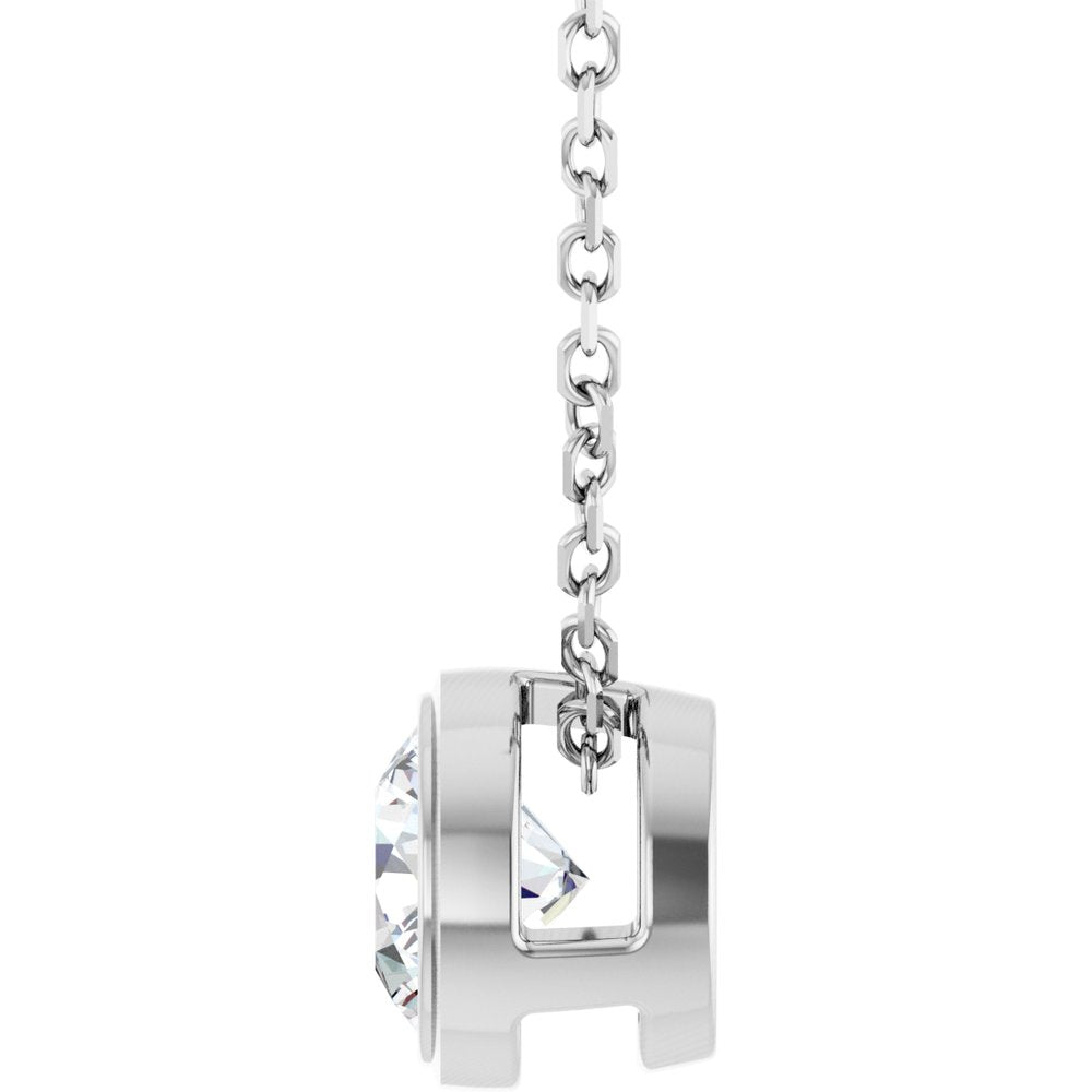 14K White Gold 1/2 CT Lab-Grown Diamond Bezel-Set 16-18" Necklace