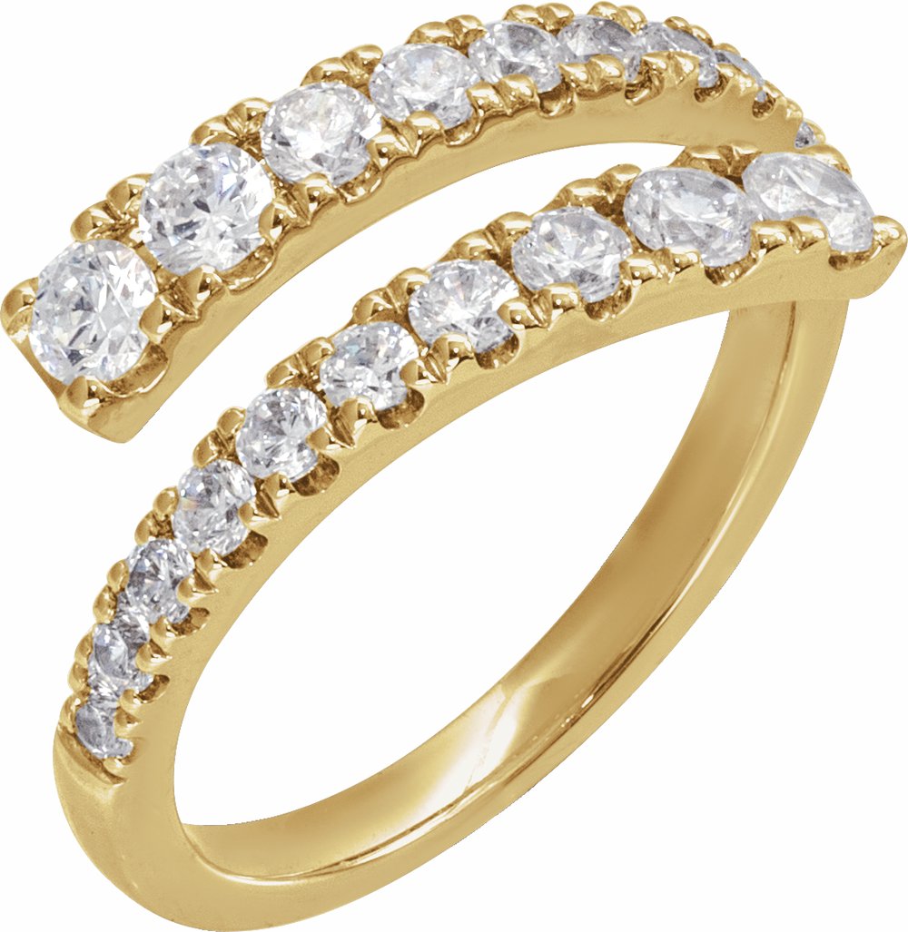 14K Yellow Gold 9/10 CTW Lab-Grown Diamond Bypass Ring