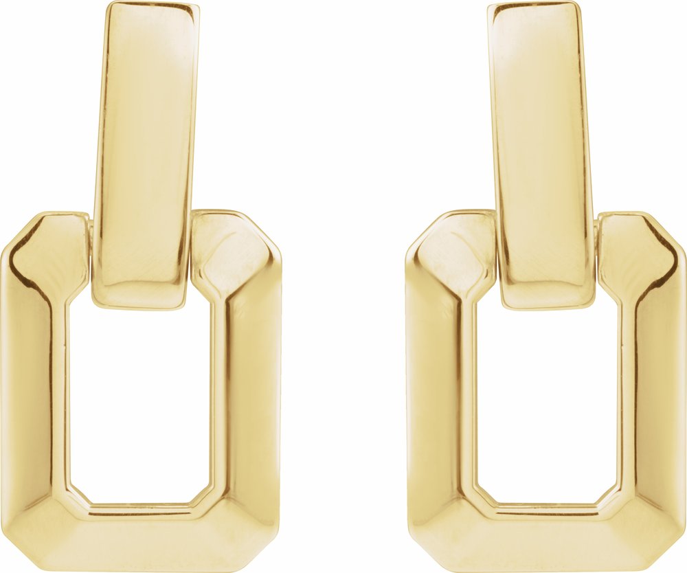 14K Yellow Gold Geometric Drop Earrings