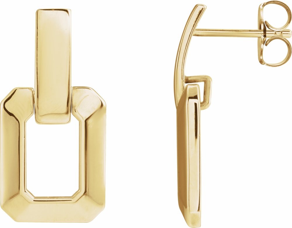 14K Yellow Gold Geometric Drop Earrings
