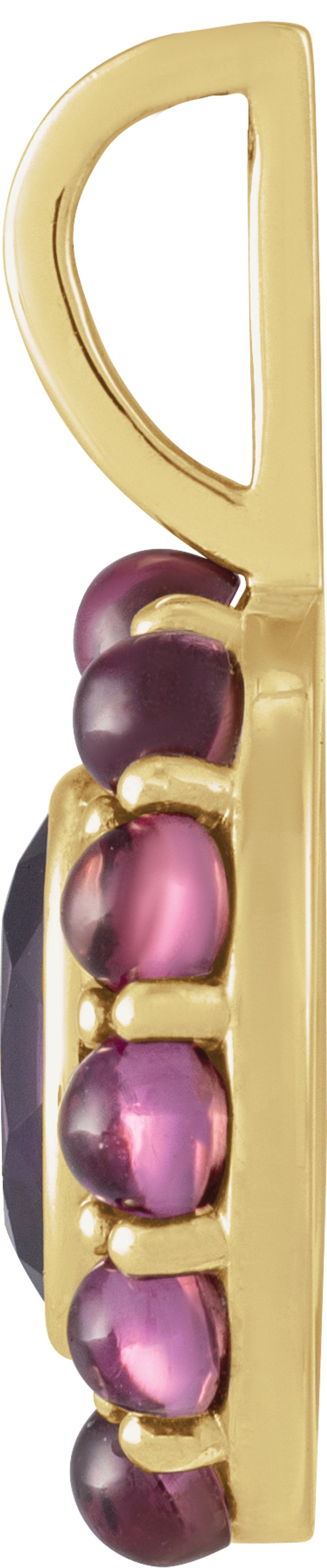 14K Yellow Natural Amethyst & Natural Rhodolite Garnet Halo-Style Pendant