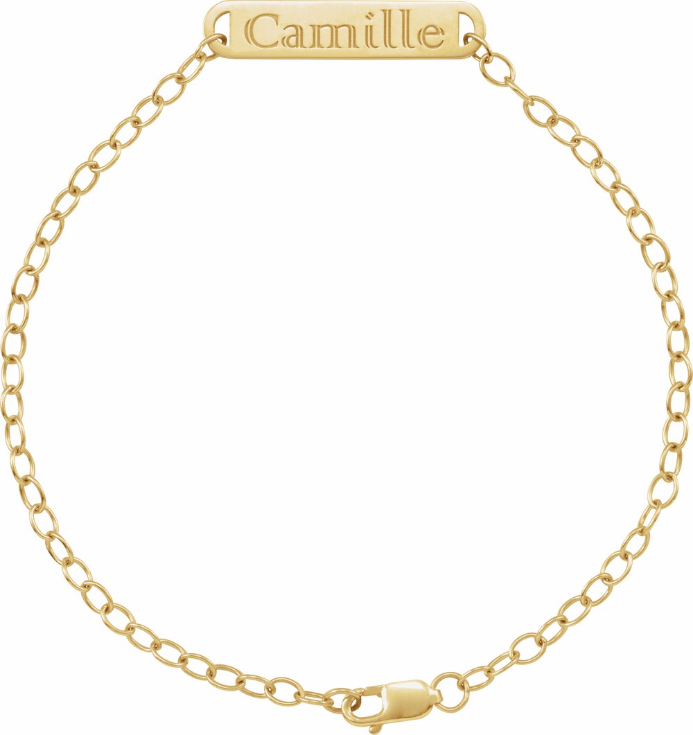 14K Yellow Gold Engravable Bar 7" Bracelet