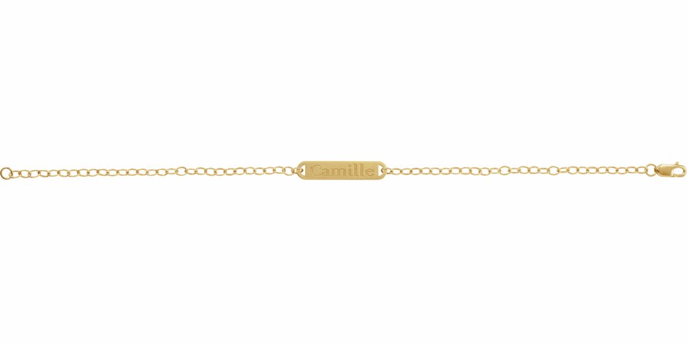 14K Yellow Gold Engravable Bar 7" Bracelet