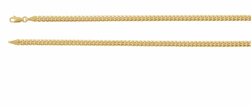 14K Yellow 4.4 mm Hollow Miami Cuban Curb 18" Chain