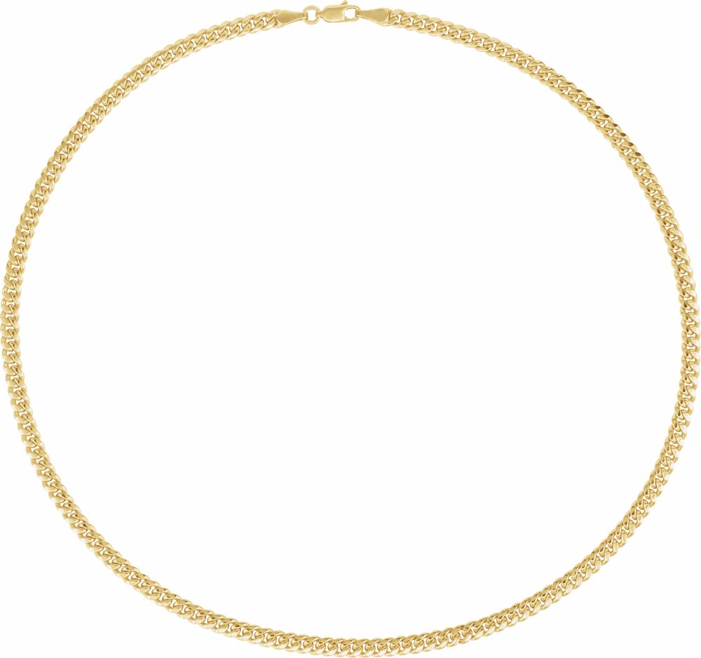 14K Yellow Gold 4.4 mm Hollow Miami Cuban Curb 18" Chain