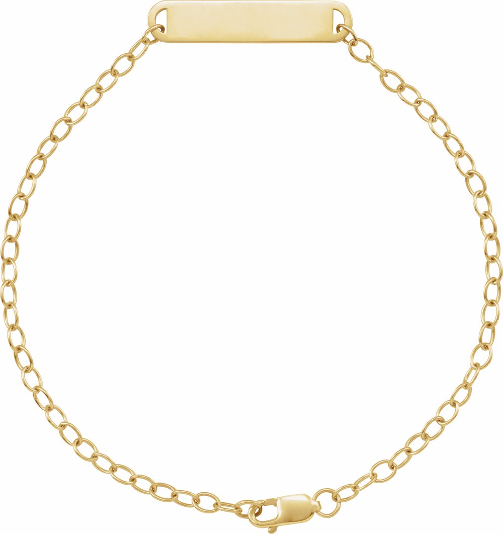 14K Yellow Gold Engravable Bar 7" Bracelet