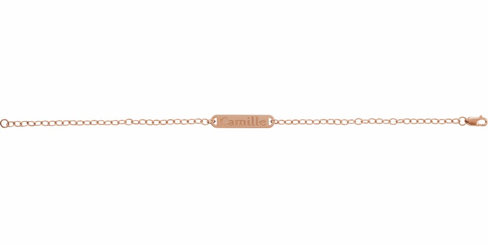 14K Rose Gold Engravable Bar 7" Bracelet